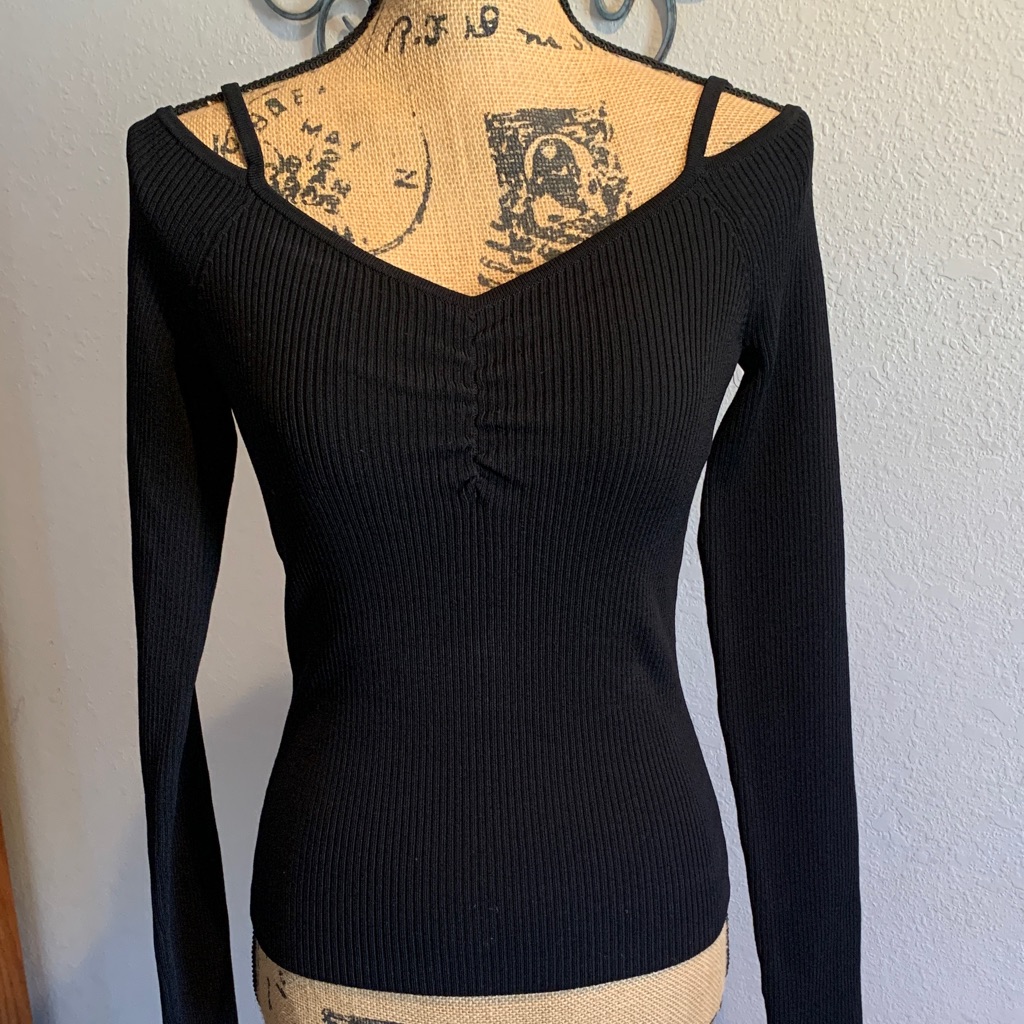 Elegant Black Off-The-Shoulder Sweater